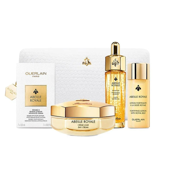 Guerlain Abeille Royale Gift Set 50ml Day Cream + 15ml Youth Watery Oil + 40ml Fortifying Lotion + 7 x 0.6ml Double R Renew & Repair Serum + Pouch