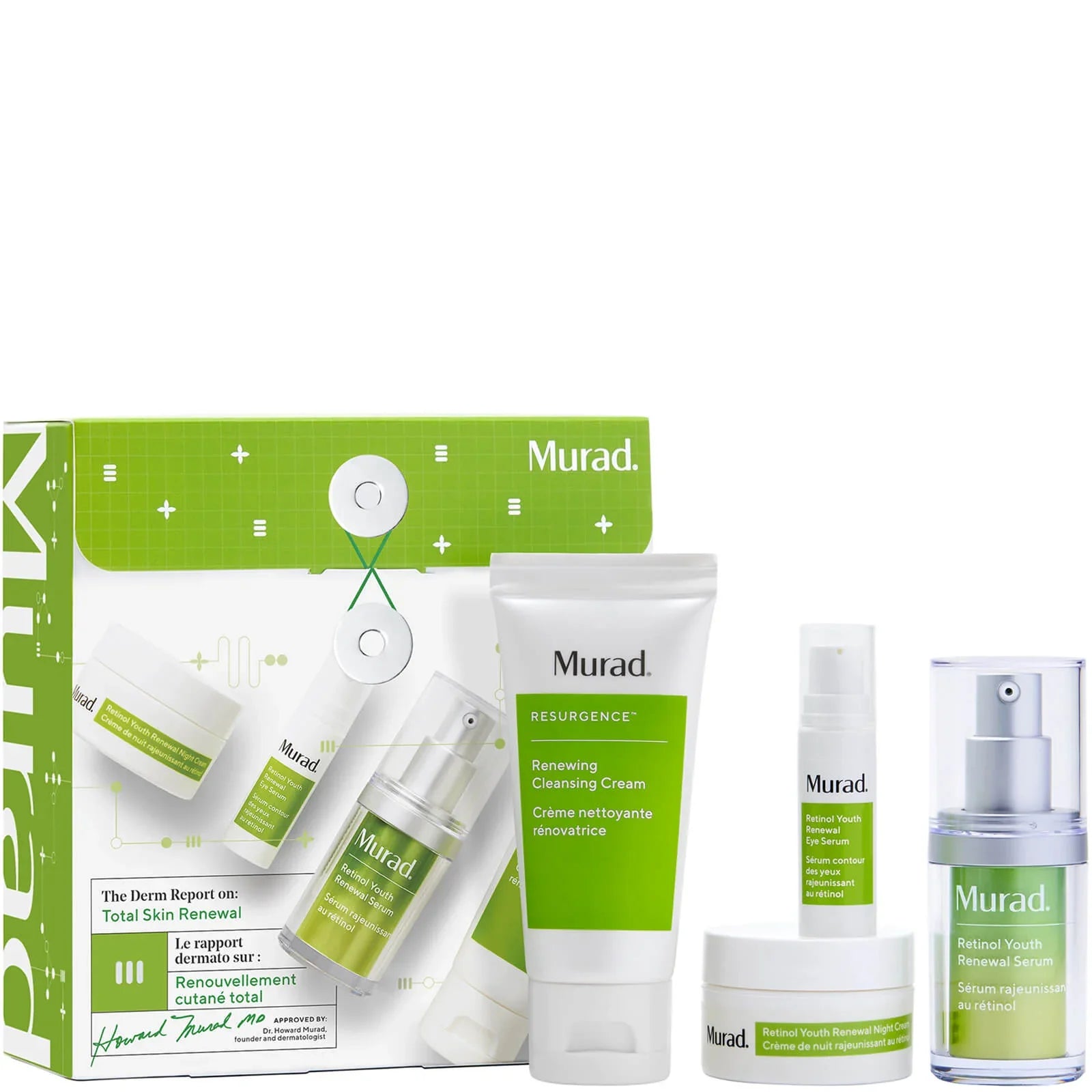 Murad The Derm Report Total Skin Renewal Set 60ml Cleansing Cream + 15ml Serum + 5ml Eye Serum + 15ml Night Cream