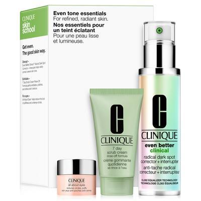 Clinique Even Tone Essentials Gift Set 50ml Even Better Clinical Radical Dark Spot Corrector + Interrupter + 30ml 7 Day Scrub Cream + 5ml All About Eyes