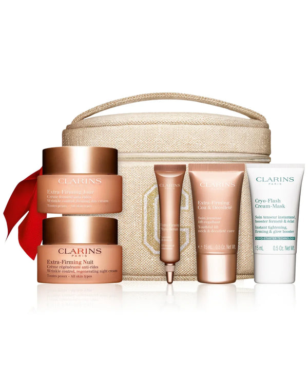 Clarins Extra-Firming Collection - 4 Piece Set (extra firming day cream 50ml + extra firming phyto serum 10ml, extra firming neckcream 15ml, cryo flash cream mask 15ml)