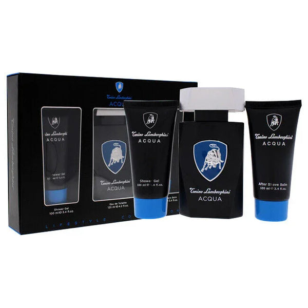 Lamborghini Acqua Gift Set 125ml EDT + 100ml Shower Gel + 100ml Aftershave Balm