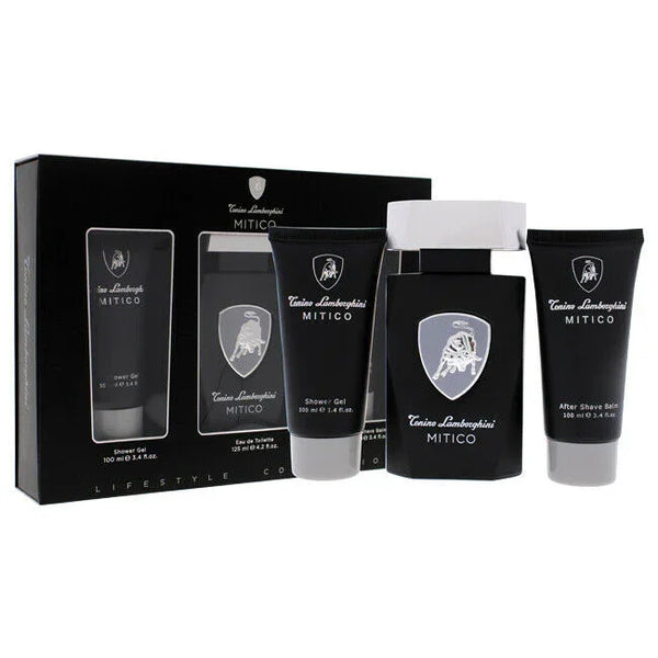 Lamborghini Mitico Gift Set 125ml EDT + 100ml Shower Gel + 100ml Aftershave Balm